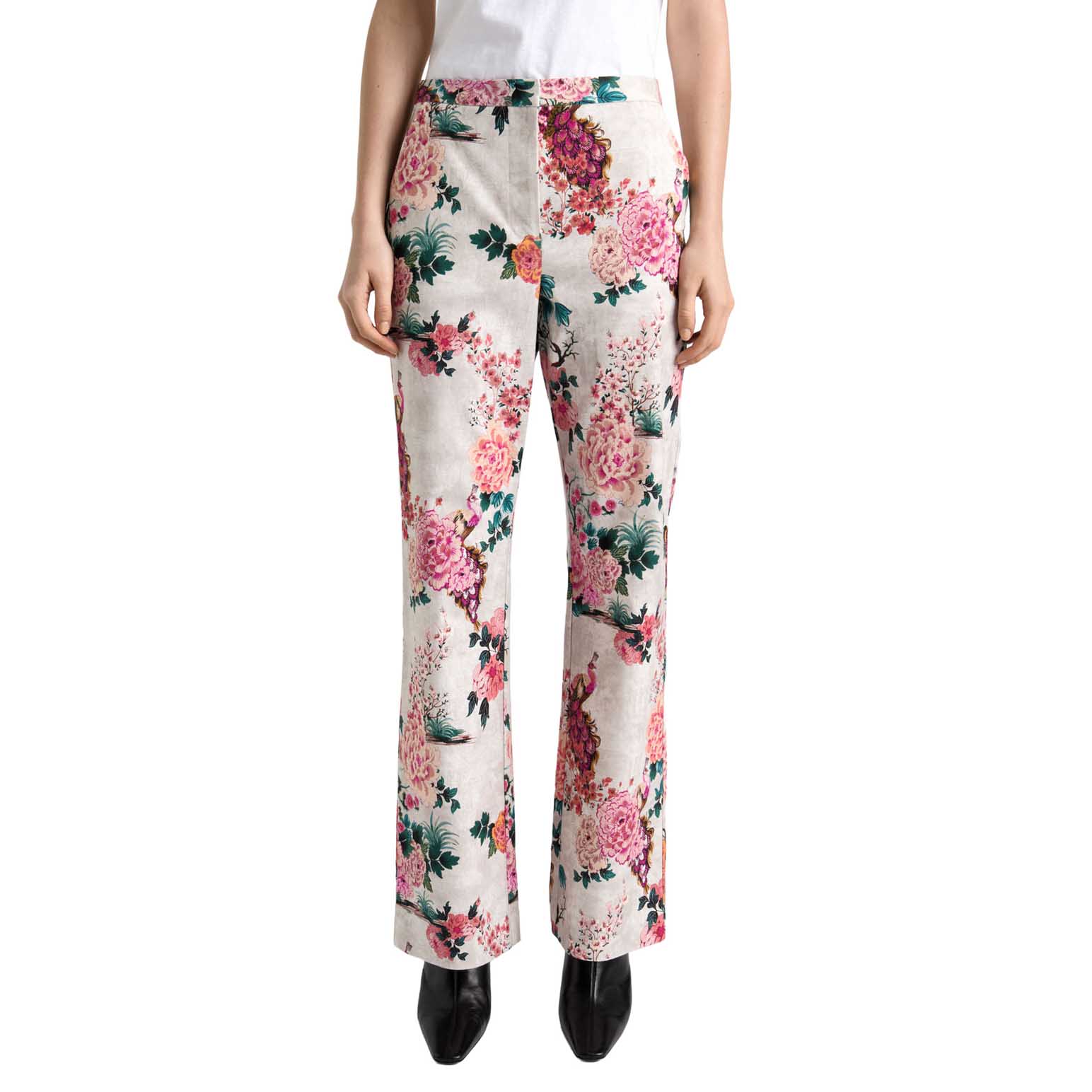Cue Parchment Peacock Garden Faille Straight Leg Pant